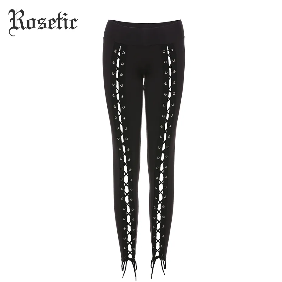 Black Rosetic Gothic Lace Up Cut Out Leggings For Women Slim Fit, Black  Bandage Style, Streetwear Fashion, Sexy Casual Harajuku Style 201027 From  Dou003, $17.82