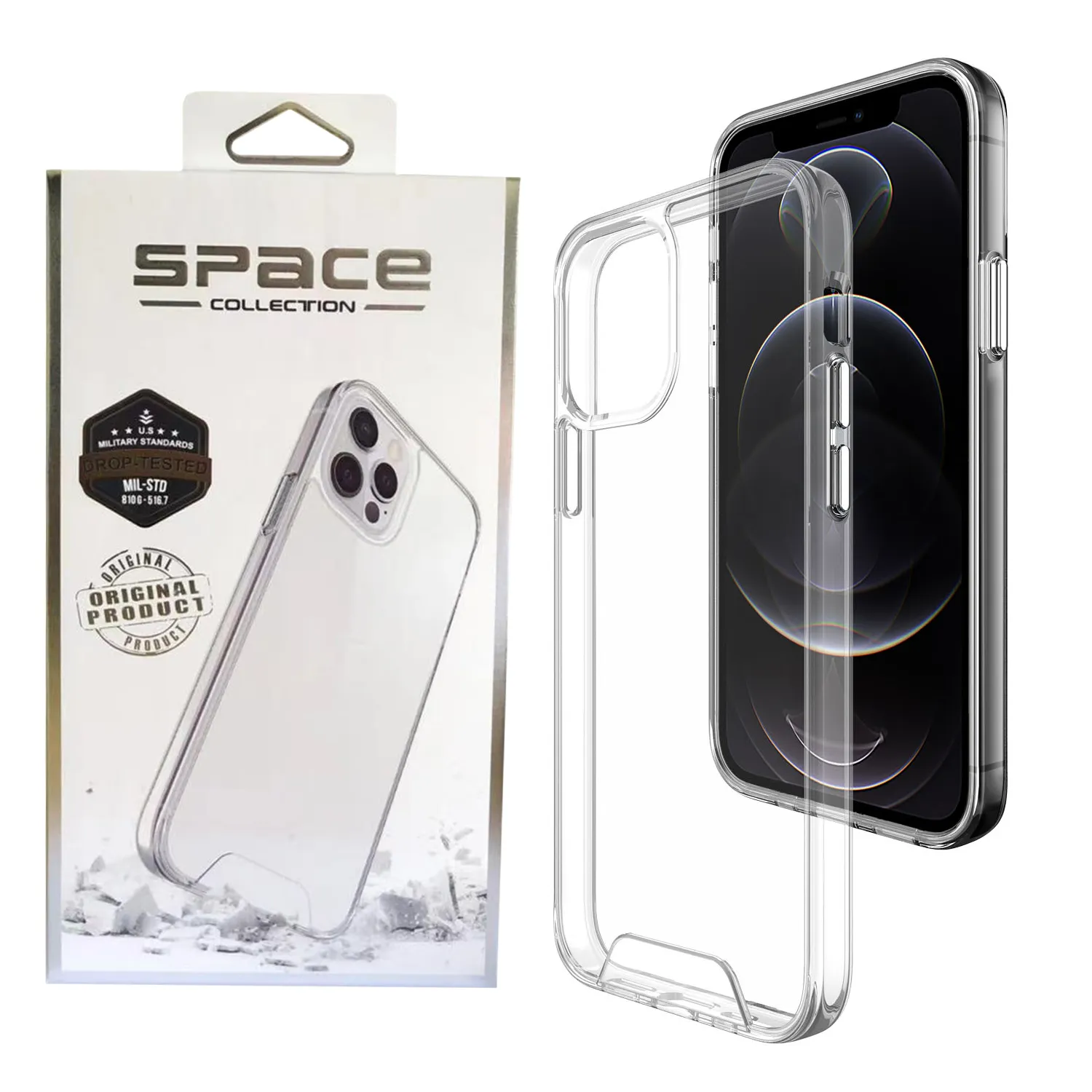 Casos de telefone espaciais de choque clara e transparente premium para iPhone 14 12 11 11 Pro Max XR XS x 6 7 8 Plus Samsung S21 S20 Note20 Ultra com pacote de varejo