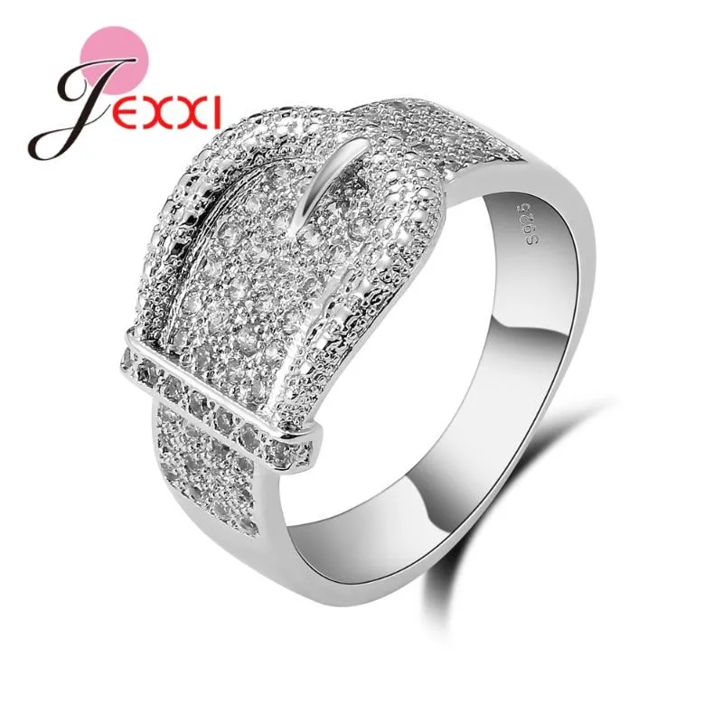 Novo Anel de Cinto Brilhante para Mulheres Requintadas Cristais Pequenos Austríacos Bijoux Alta Qualidade 925 Serling Silver Jewelry