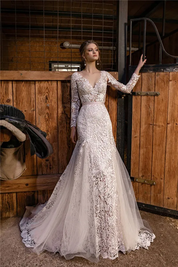 fishtail long sleeve lace wedding dress Lace Long Dress Fishtail Lace Wedding Dress Fishtail Long Sleeve White Lace Fishtail Dress