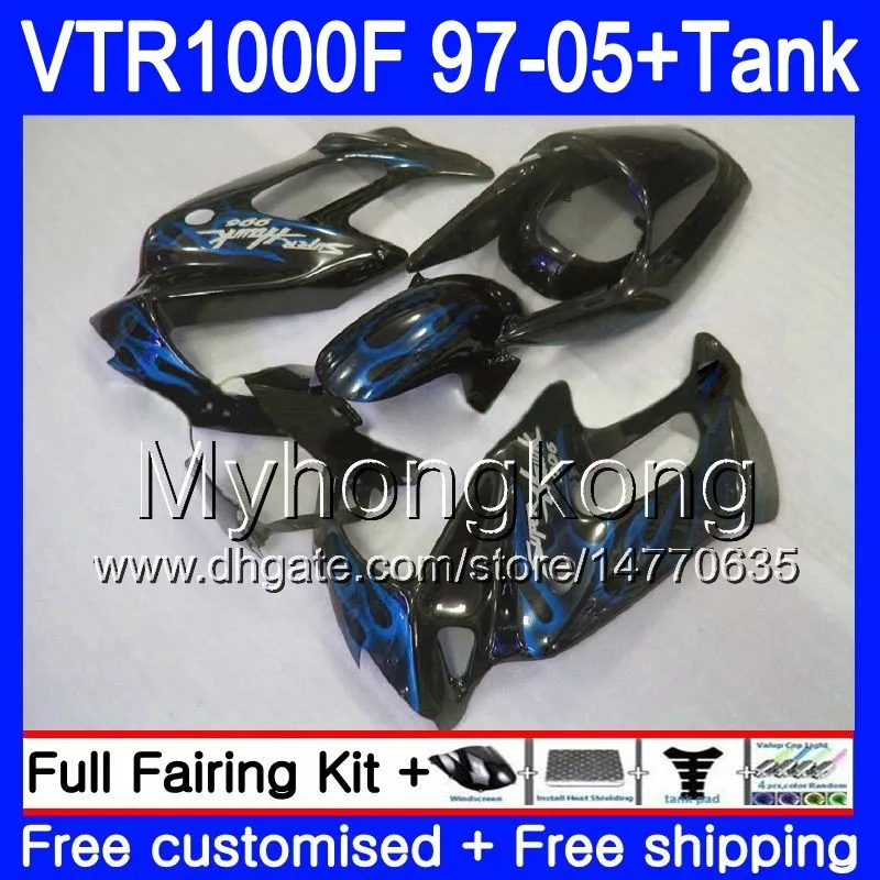 Honda Superhawk Blue Flames VTR1000 F 1997 1998 1999 2000 2001 56HM.206 VTR 1000 F 1000F VTR1000F 97 98 99 00 01 05 바디 + 탱크