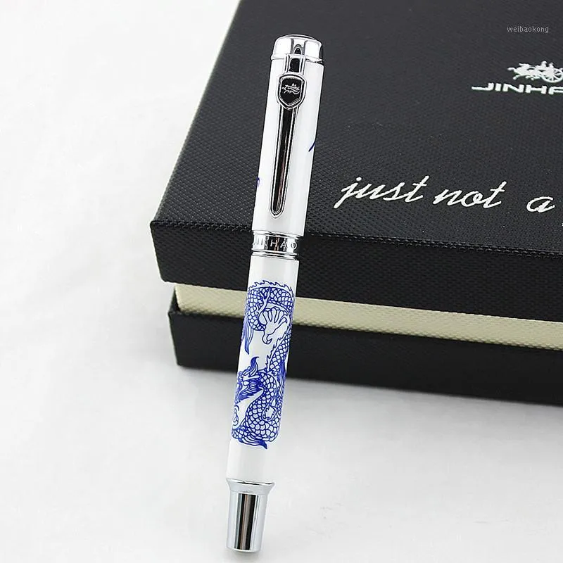 Fountain Pens Zarif Mavi Dragon Totem Seramik Jinhao 950 Kalem 0.5mm NIB İmzalama Mürekkep Ofis Sarf malzemeleri1