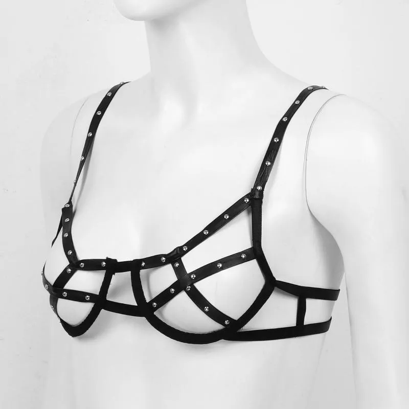 Harness Lingerie Women Erotic Hollow Out Bra Top Harness Bralette Cage Bra  Rivets Belfs Half Cups Underwired Bras Sexy Lingerie From Bida Amy, $24.12