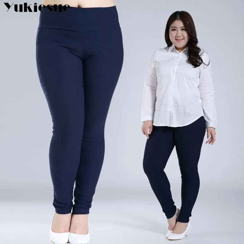 Leggings extensibles pour femmes taille haute femmes pantalons crayon capris blanc noir femme pantalon plus grande taille 5XL 6XL dames pantalon 201031