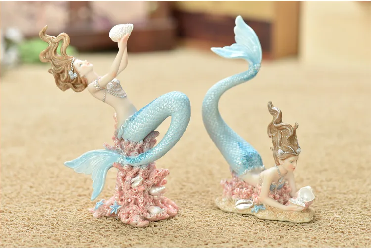 Creative Resin Cute Mermaid Princess Figurine Vase Fish Tank Ornament ...