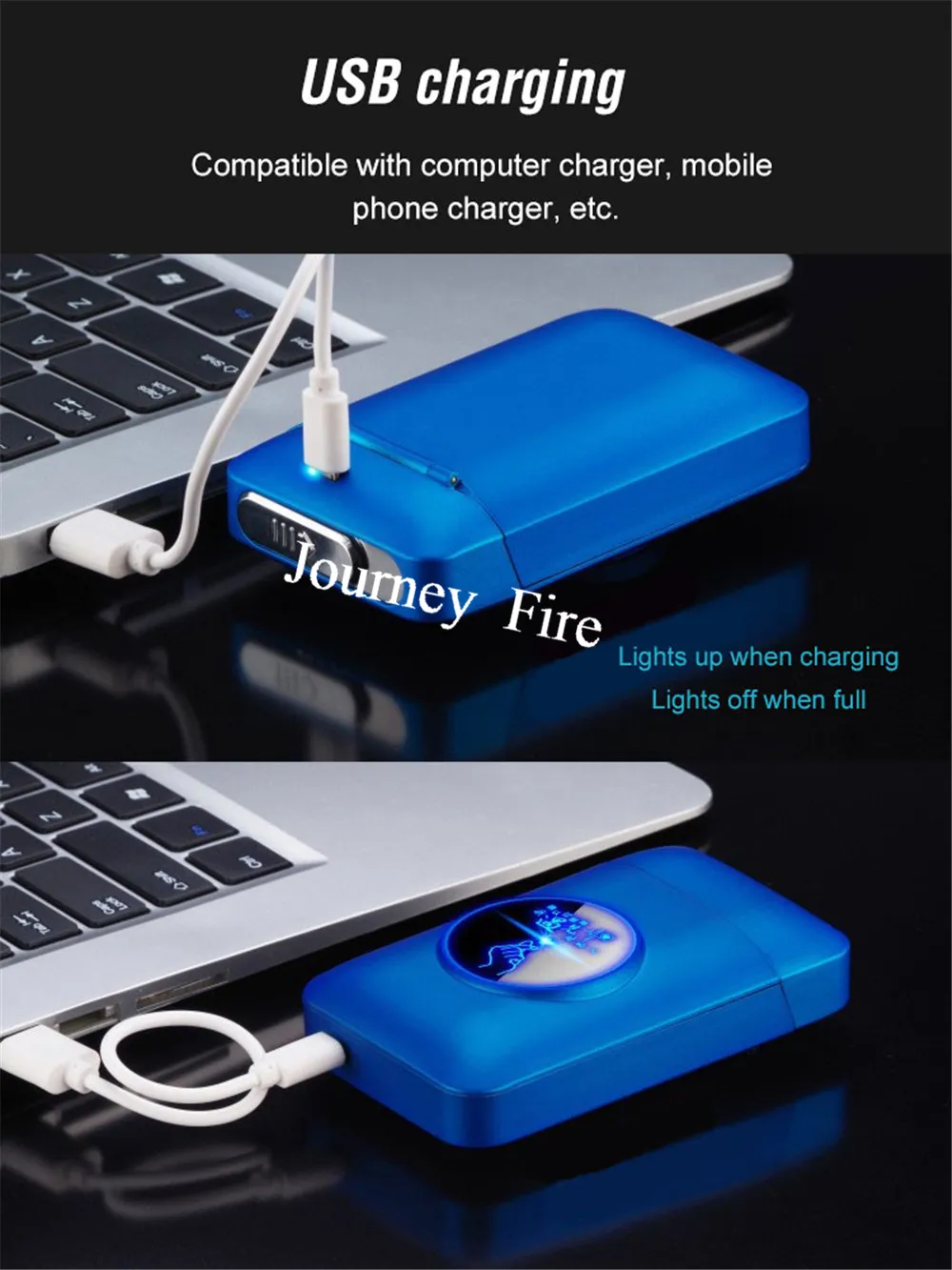 New Metal Cigarette Case Lighter Rechargeable With USB Electric Lighter