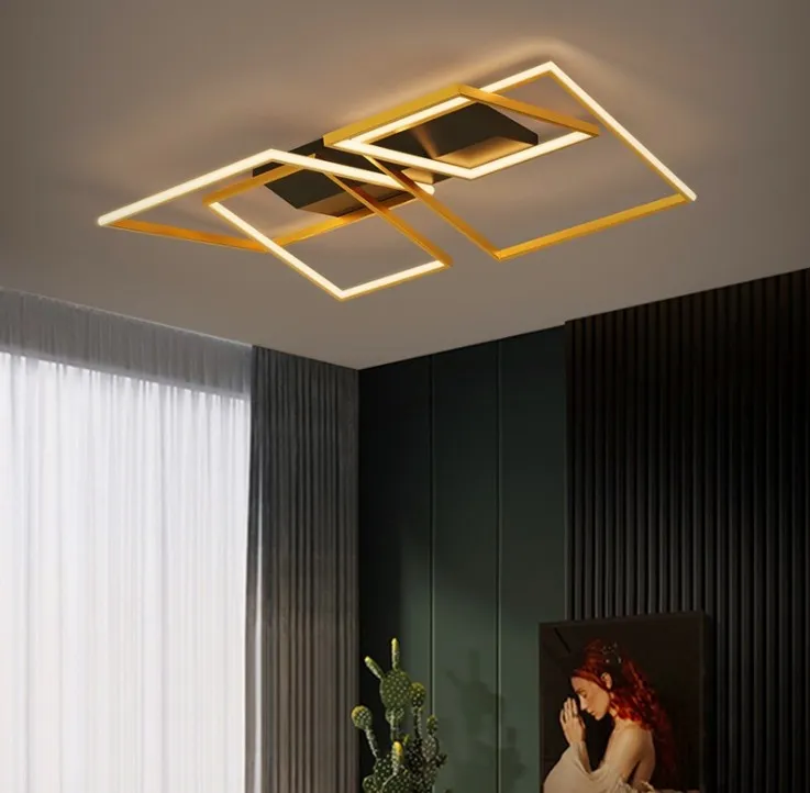 Złota rama LED sufit żyrandole do sypialni Loft jadalnia kuchnia Studia Studia wewnętrzne Dekoracyjne lampy AC90-260V Oprawy