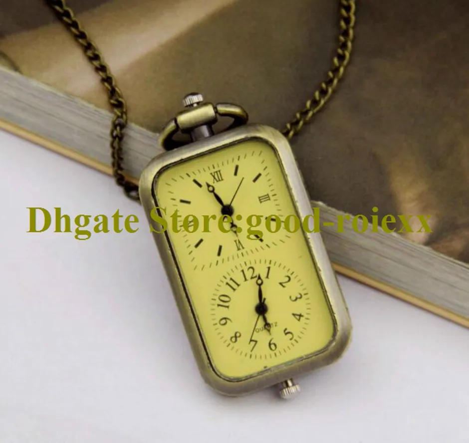 Casual Fashion Antique Vintage Womens Pocket Watch Halsband Tillbehör Sweater Kedja Dam Hängande Mens Spegel Quartz Klockor AA00208