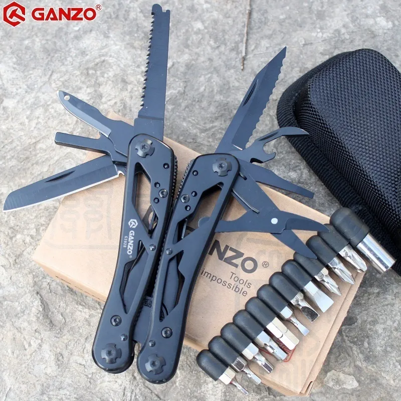 Ganzo Multitools G202B Multi Couteau Pince Pliante EDC Outils Camping Multifonctionnel Pince Pliante Tournevis Bits Mini Ciseaux Y200321