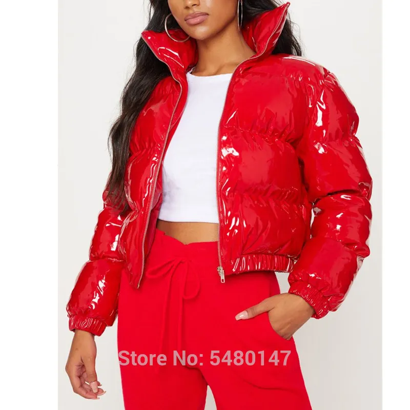 Cropped shiny bubble clearance coat