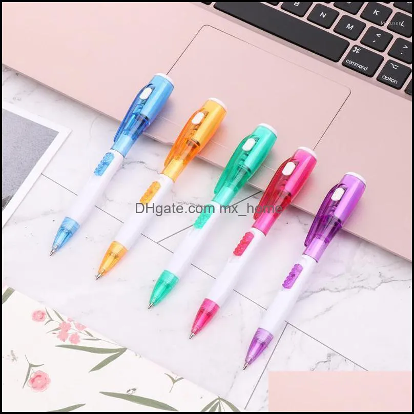 Ballpoint Pens Writing Supplies Office & School Business Industrial Mtifunction Pen Led Novelty Illuminated Stationery Ball-Pen With Light C