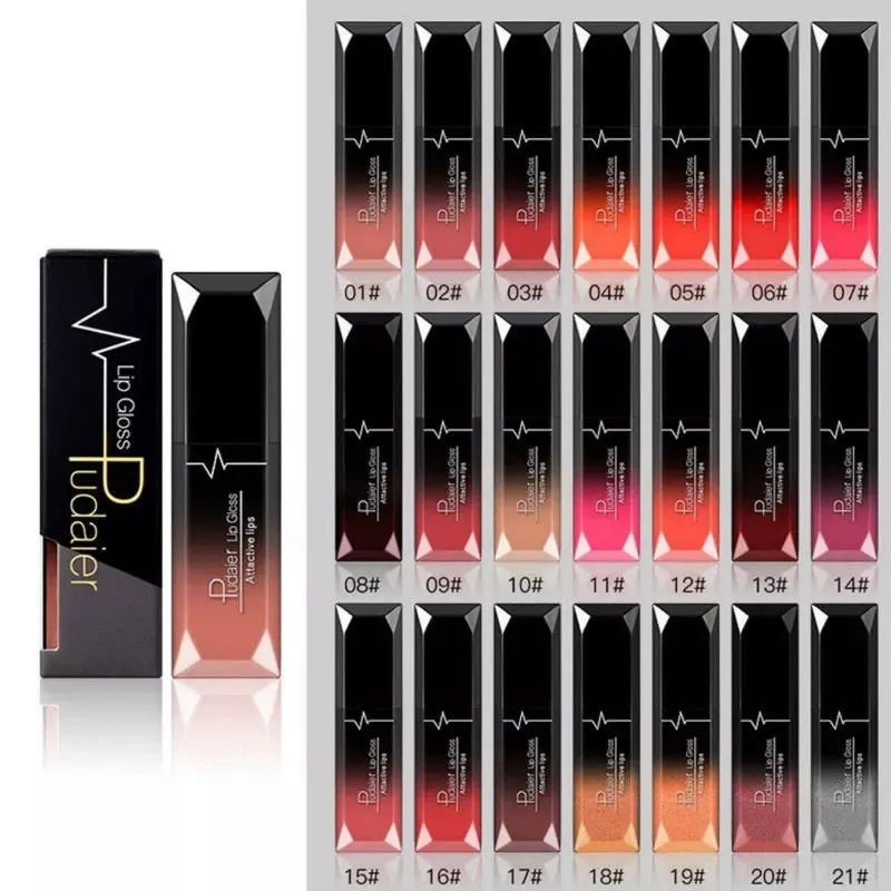 Pudaier 매트 액체 립스틱 방수 긴 지속되는 섹시한 빨간 입술 광택 21 색 입술 메이크업