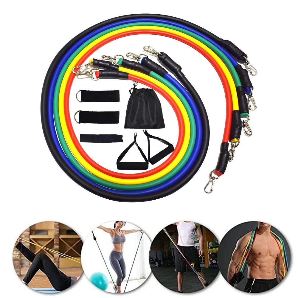 Bandas de resistência Set Pull Rope Fitness Band Expander Elastic Bands Yoga Tubos Latex Bandas Elastes Fitness Equipment Q1225