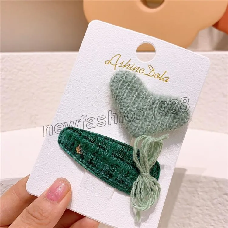 Colorful Woolen Yarn Love Drop Bow Hairpin For Girls Autumn Korean