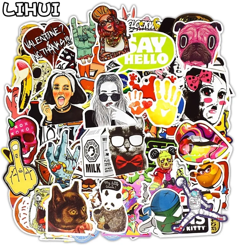 200 stks klassieke trendy stickers voor laptop bagage telefoon gitaar skateboard koelkast motor fiets auto sticker speelgoed graffiti sticker bom LJ201019