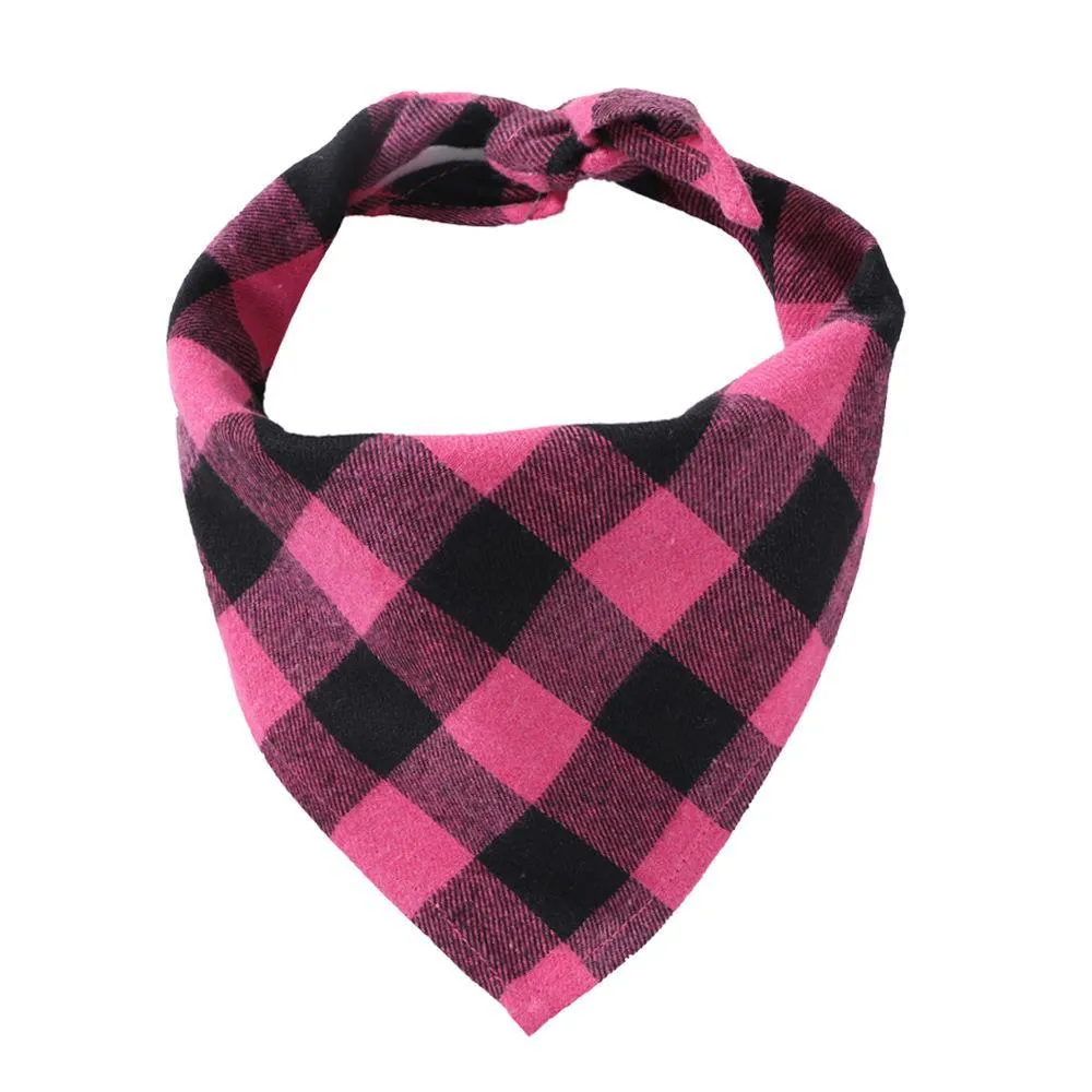 Dog Bandana Christmas Plaid Single Layer Pet Scarf Triangle Bibs Kerchief Pet Accessories Bibs for Small Medium Large Dogs Xmas Gifts