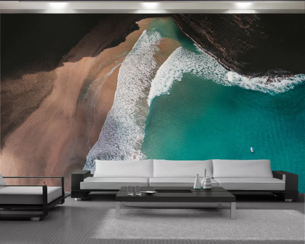 3D zeewater zeegezicht behang mooi zeewater strand landschap 3d behang 3D muurschildering behang voor woonkamer