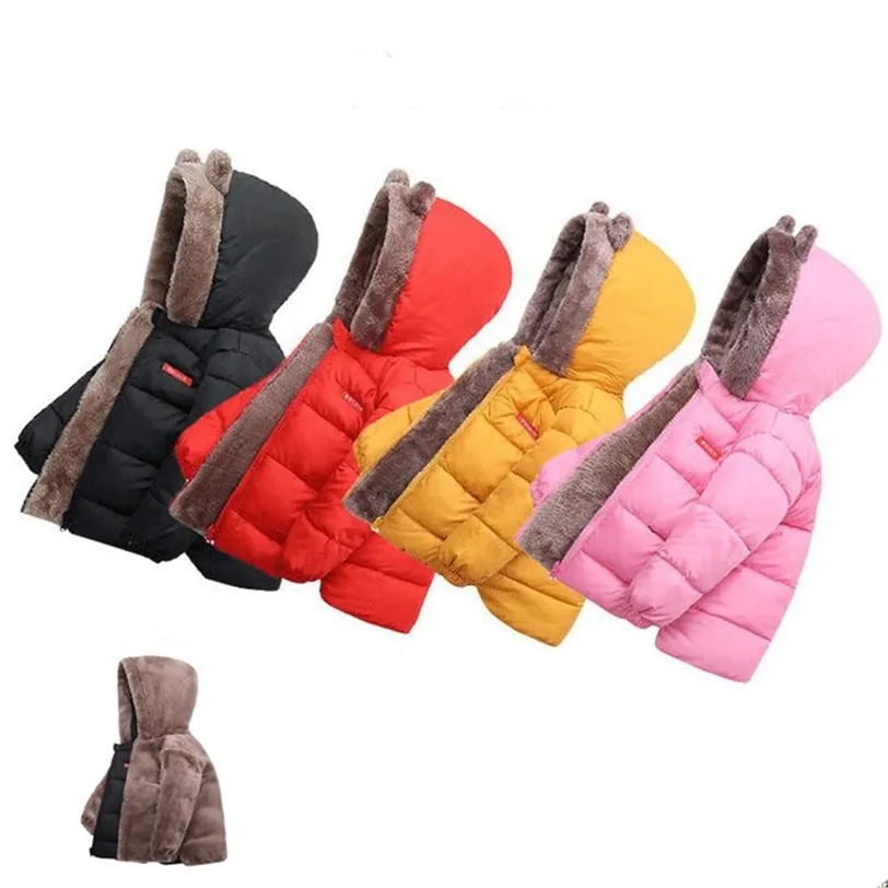 Winter Children Warm Cotton Jackets Girls Clothes Kids Babys Fleece Collar Coats Baby for Boys Outerwears 211222
