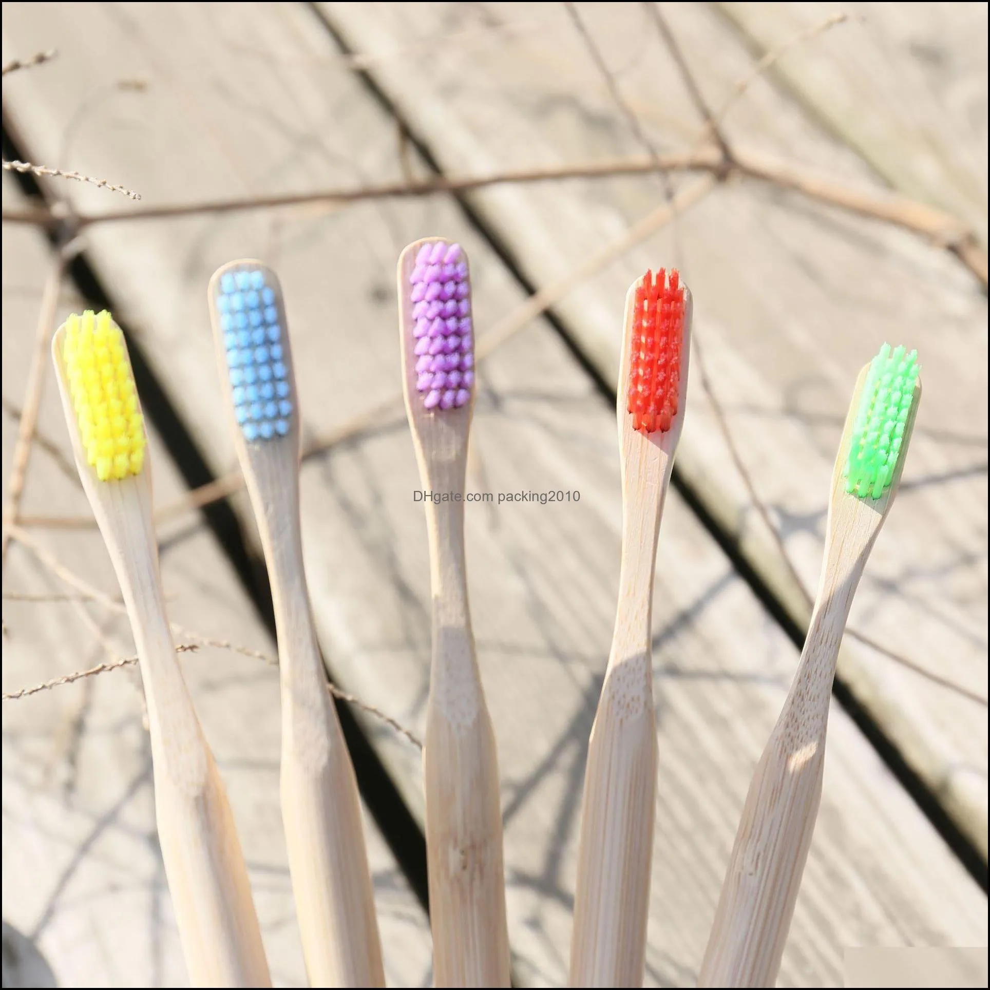 1PC Environmentally Wood Rainbow Toothbrush Bamboo ToothBrush Bamboo Fibre Wooden Handle Tooth Brush Whitening Rainbow