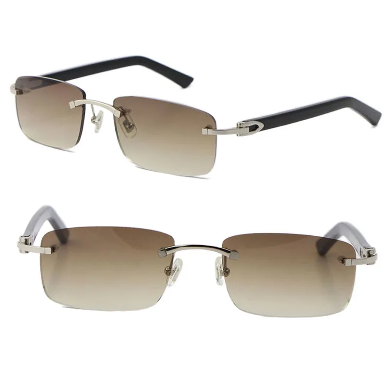 New Factory Wholesale Selling Marble Black Plank Rimless Sunglasses Classic Metal Frame Simple leisure Designer Mens Women Glasses Unisex Man Woman Frame Size:54