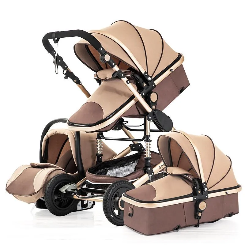 Poussette de luxe 3 en 1 pour bébé, landau portable multifonctionnel pour nouveau-né, double face, paysage haut