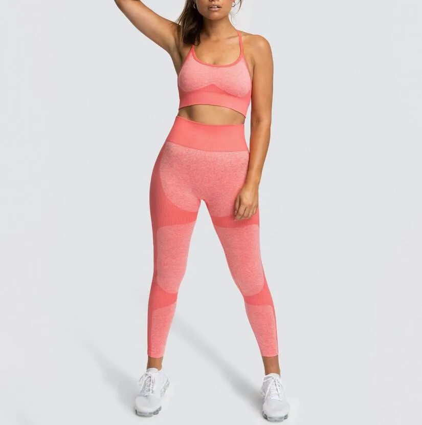 afk_lu016 yoga leggings bra sets high waist nine legging gym clothes women workout fitness set training running sports tank top pants tights suit