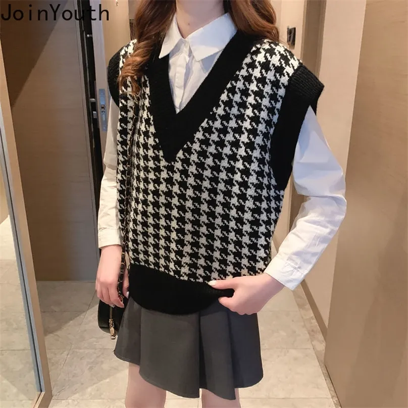 Plaid Yesstyle Sweater Vest Oversized V Neck Sweater Vest: Chic