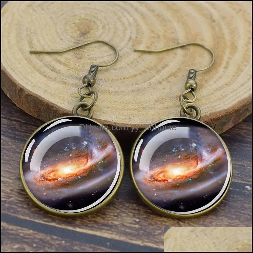 Dangle & Chandelier Solar System Planet Earrings Moon Earth Mars Jupiter Glass Cabochon Nebula Galaxy Jewelry For Women