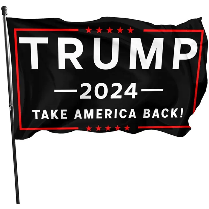 Bandera Trump 2024 "He Will Be Back" - Tamaño 3x5 Pies, Poliéster, Colores Negro Y Rojo