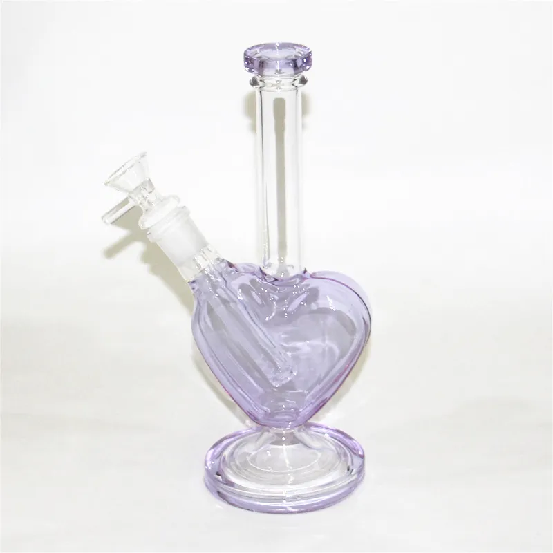 Heart Shape Hookah Beaker Glass Bong water pipes ice catcher thick material for smoking 9" bongs