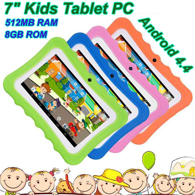 Tablet 7 inch 512 MB RAM 8 GB ROM Allwinner A33 Quad Core Android 4.4 Kinderen Studententabletten Wifi Camera Kerstcadeaus met Case