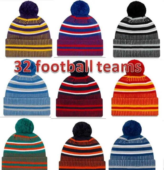 Hat Factory directamente Nueva llegada Sideline Gorros Sombreros Fútbol americano 32 equipos Deportes Línea lateral de invierno Gorros de punto Gorro tejido241s