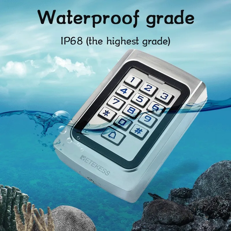 RETEKESS T AC04 Tuş Kapı Erişim Kontrol Sistemi IP68 Su Geçirmez Metal