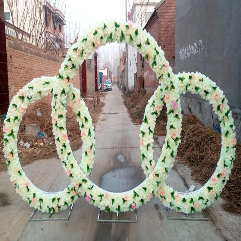 Hot Sale Wedding Decorations Arch Door Background DIY Ornament O Shaped Ring Shelf with Flower Set for Party Supplies