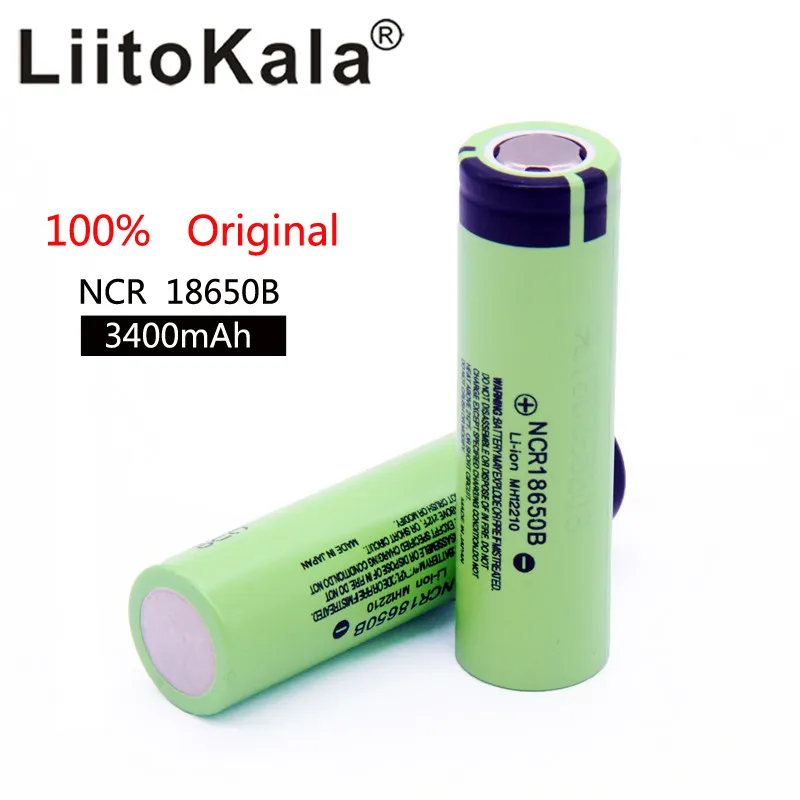 Liitokala NCR18650B Panasonic 3400MAH 18650 Batería 3.7V 3200mAh Batería de litio Li-On Cell plana