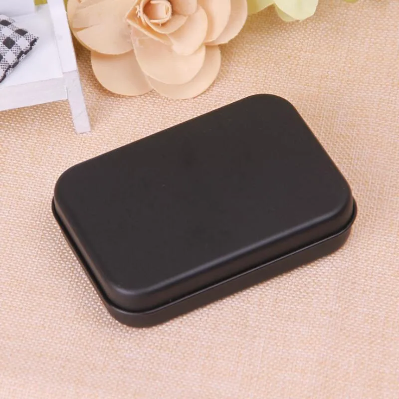 Mini Tin Gift Box Small Empty Black Metal Storage Box Case Organizer for Money Coin Candy Keys Playing Card LX2784