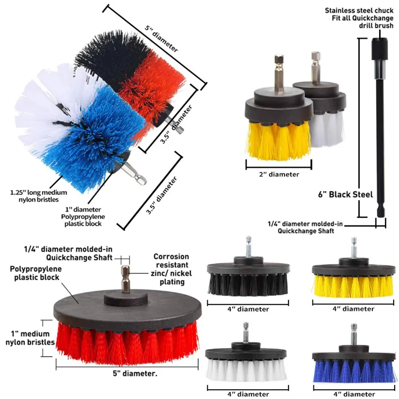 Drill Brush Scrub Pads 31 Piece Power Scrubber Cleaning Kit - All Purpose Cleaner Scrubbing Cordless Drill for Cleaning Pool Til C234k