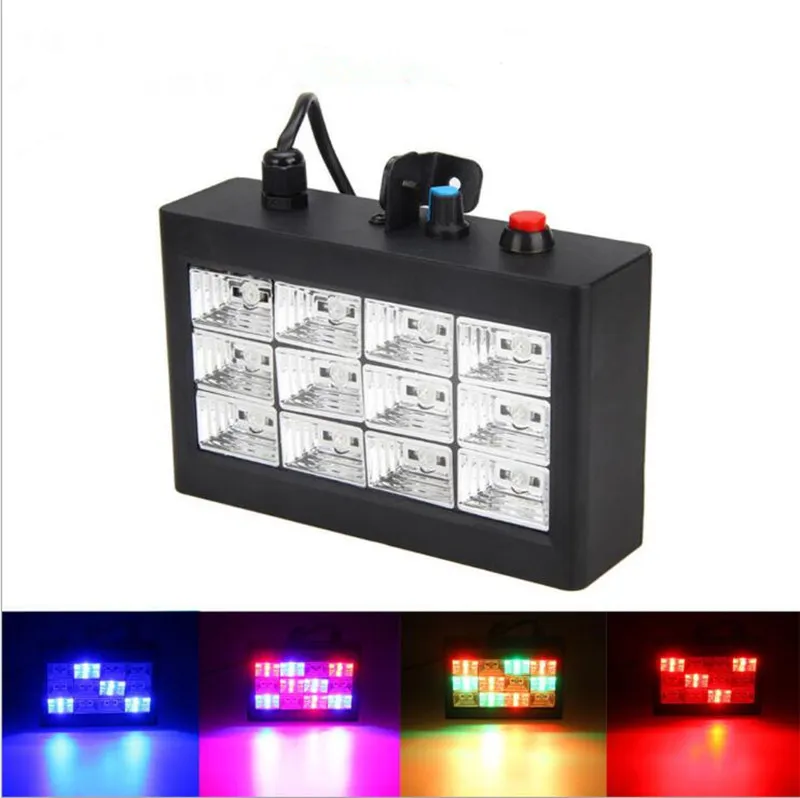 12 LEDs Strobe Flash Stage Light Sound Actived Disco Party Club KTV Lights pour Festival Wedding Christmas Stage Lighting Effect 50%