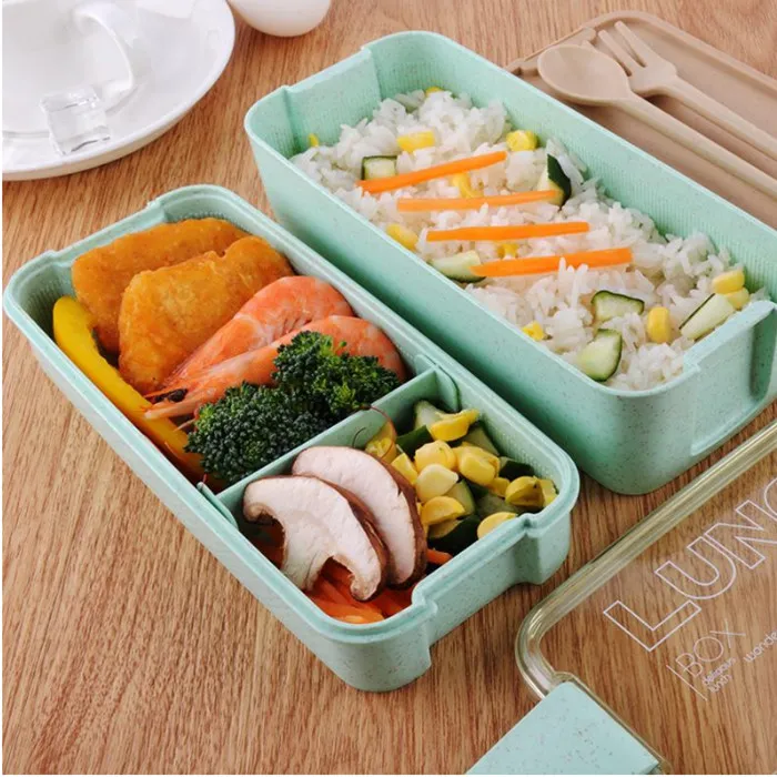 3 Layer Lunch Box Spoon Fork Dinnerware Bento Box Set Food Storage Microwave