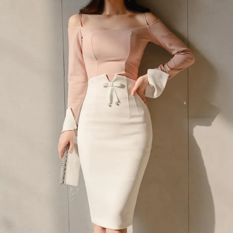 2020 Plus Size Office Ladies High Waist Bow White Women Pencil Skirt Sexy Hip Package Femme Skirt Work Business Women1 From 17 47 DHgate