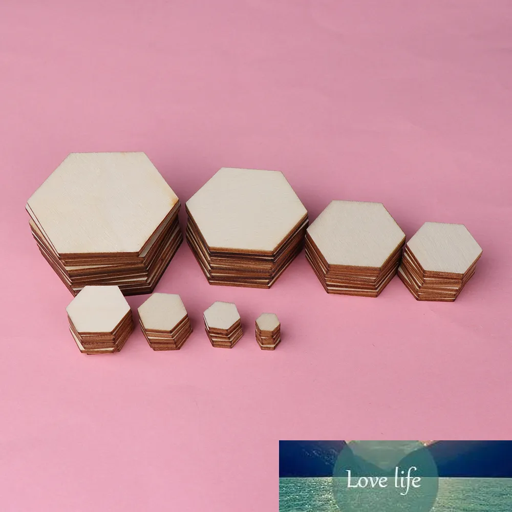 50/100 Uds madera DIY corte láser adorno artesanal nueva forma Hexagonal decoración adornos boda