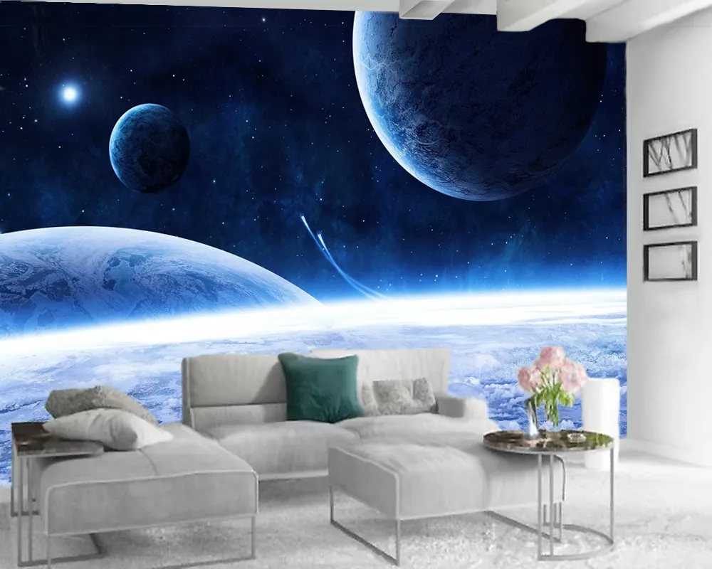 Papier peint mural 3d paysage romantique, papier peint Mural 3d, planète spatiale fantastique, pour salon, Photo personnalisée