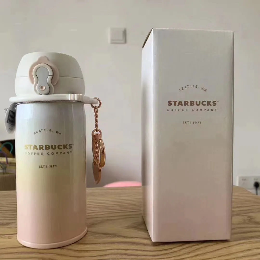 300ML-400ML Valentine`s Day gift limited edition Starbucks Cup Little Rainbow with Pendant Can be Hanging Bag Portable Mug Four Seasons Mug