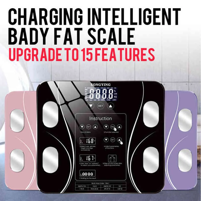 LED Display Weighing Scale Body Electronic Dry Battery Scale Health Weighing Electronic Scale Balance Body Composition Analyzer H1229