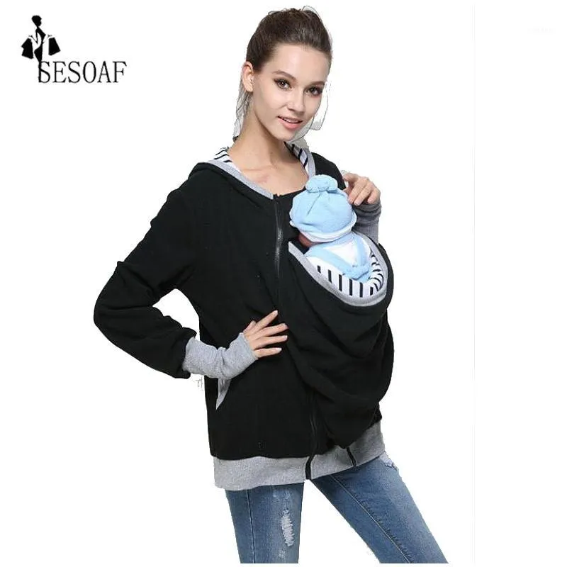 Kvinnors Tröjor Partihandel - Kvinnor Baby Carrying Hoodie Carrier Multifunction Kangaroo Coat Jacket för mamma och bär1