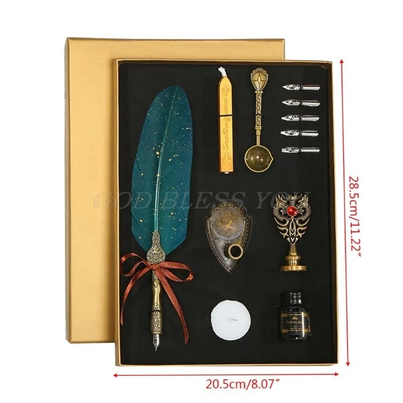 Wholesale Luxury Vintage Feather Quill Dip Calligraphy Fountain Pen Set ...