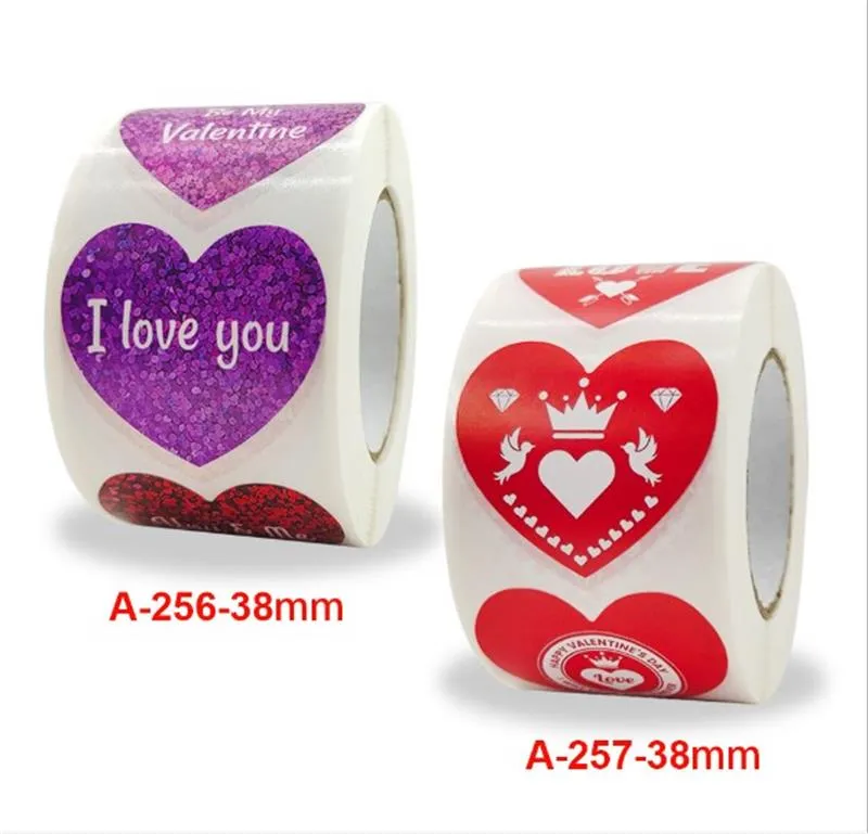 500 Stück/Rolle 3,8 cm rote herzförmige Aufkleber Siegeletiketten Liebesaufkleber Valentinstag Basteln Scrapbooking Geschenk Klebeetikett Briefpapier