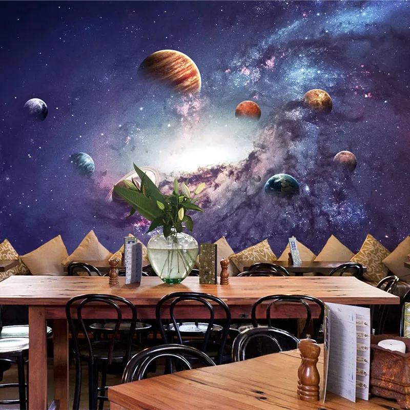 Photo Fond d'écran 3D Cosmic Stare Sky Univers Ski Salon Chambre à coucher pour enfants Restaurant Café Café Fond Mural Papier Fresco