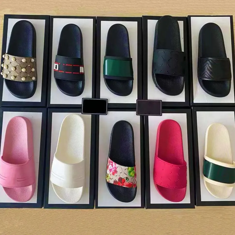 Klassische Sandalen, Designer-Hausschuhe, Slides, Blumenbrokat-Gang-Unterteile, Flip-Flops für Männer und Frauen, gestreift, lässiger Strand-Slipper, Größe 35–46