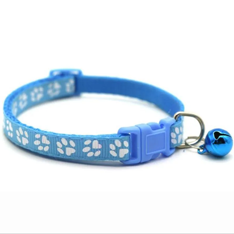 2021 12-styles Hond Puppy Kat Kraag Breakaway Verstelbare Cats Collars met Bell Bling Paw Charms Pet Decoration Supplies